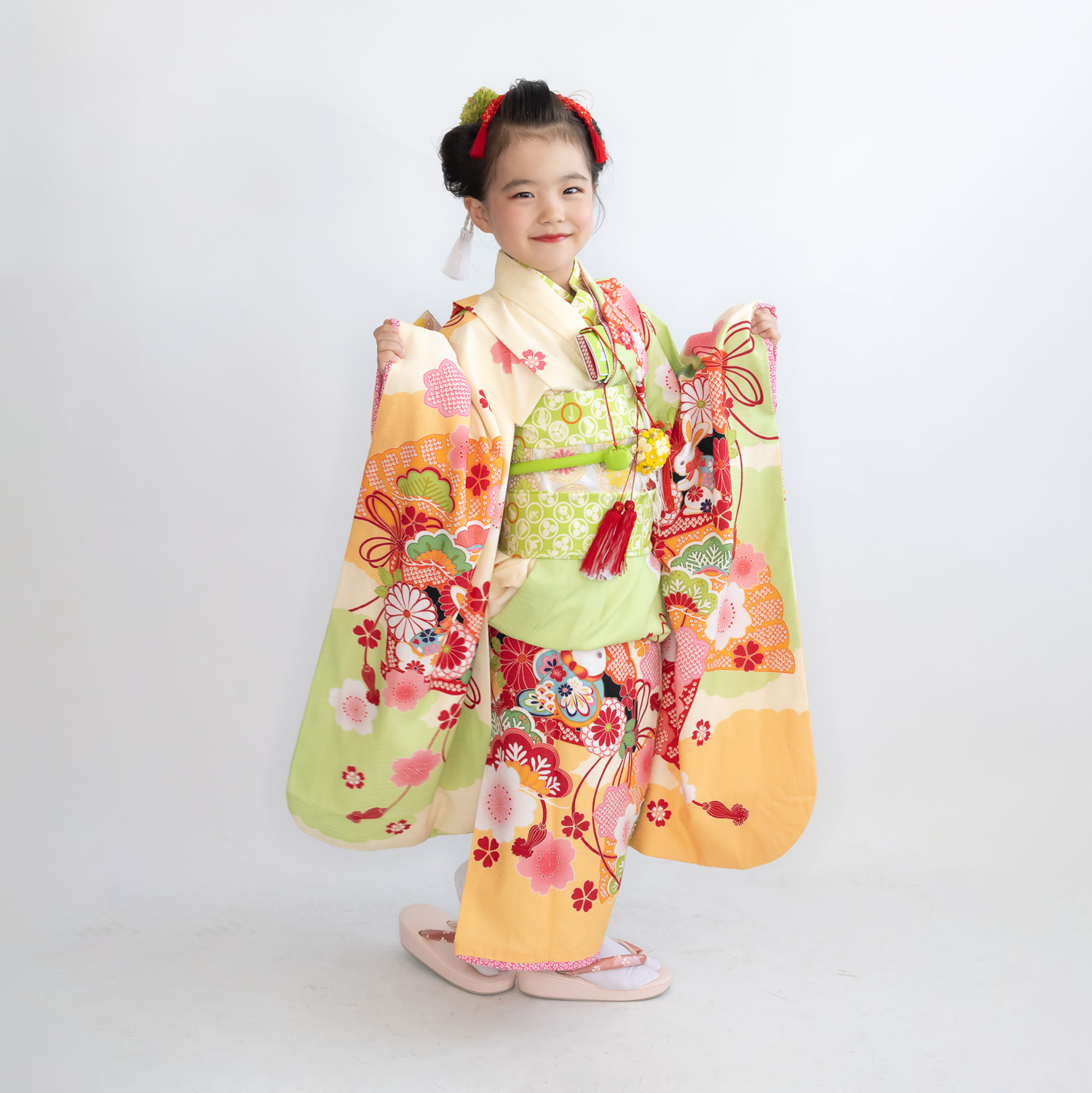 七五三7歳/ハーフ成人式振袖髪飾り緑/黄色E】ヘッドドレス&水 七五三7歳/ハーフ成人式振袖髪飾り緑/黄色E】ヘッドドレス&水
