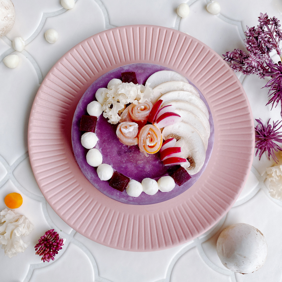 紫芋のクリームパスタ