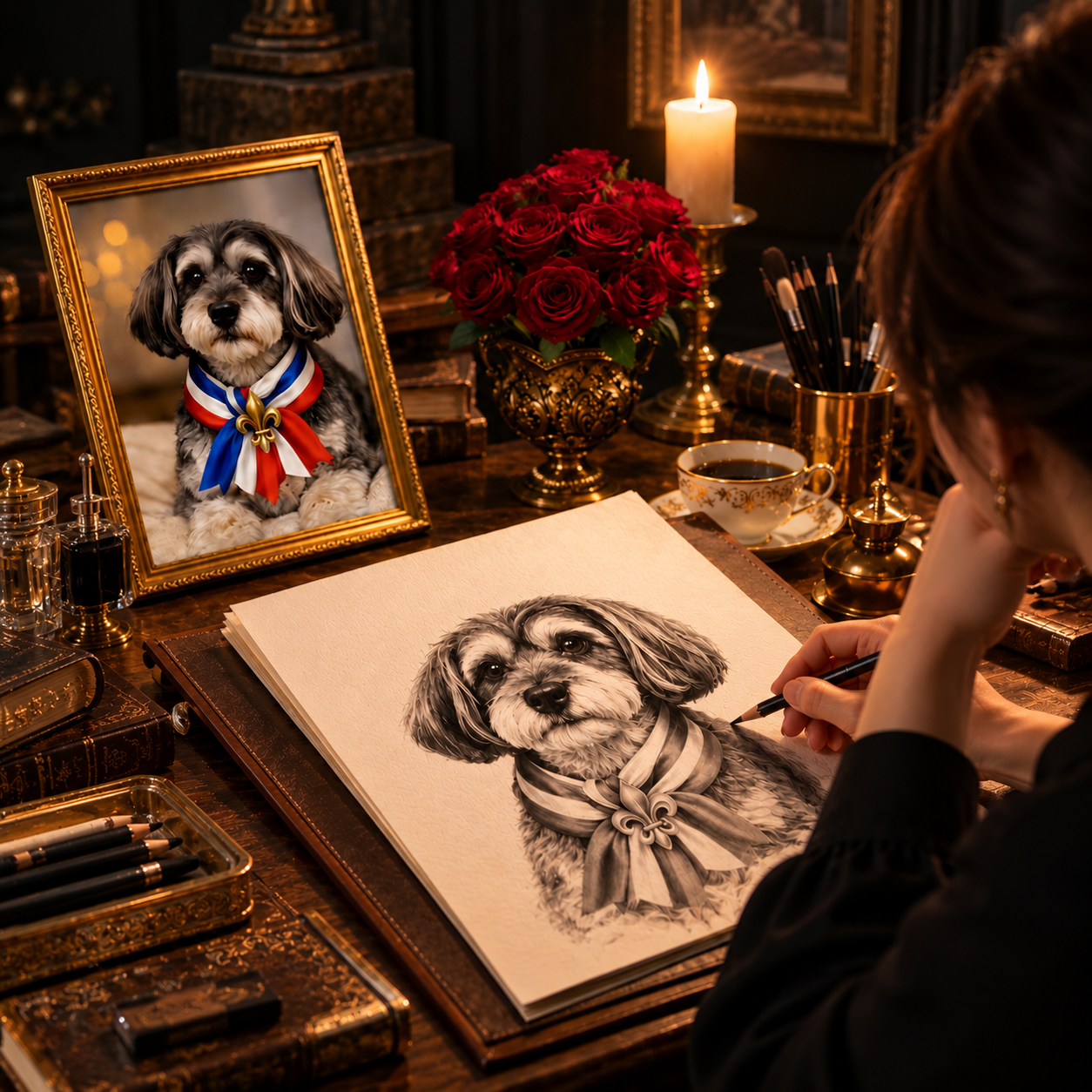 お写真をもとに、ご愛犬を丁寧にイラスト化いたします。