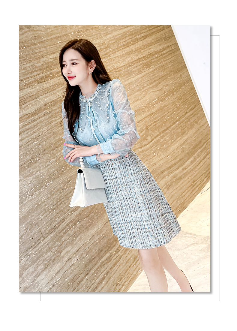 S-XL】フェミニンエレガンス － ツイードレースワンピース♡R723