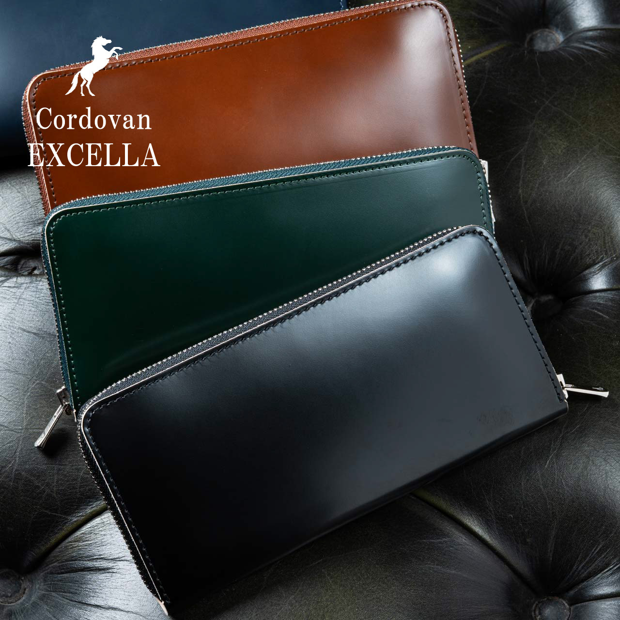 コードバン 長財布 メンズ 財布 新喜皮革 ラウンドファスナー ブランド