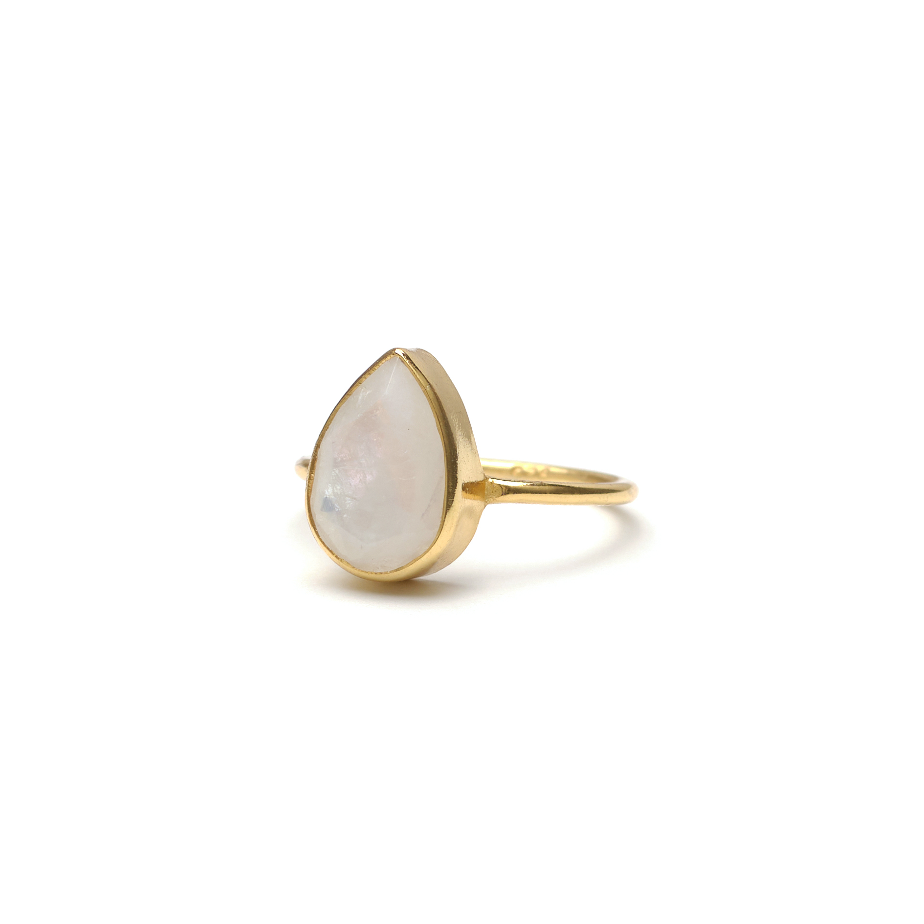 S925 PETIT STONE THIN RING -RAINBOW MOON STONE- | TOME JEWELRY