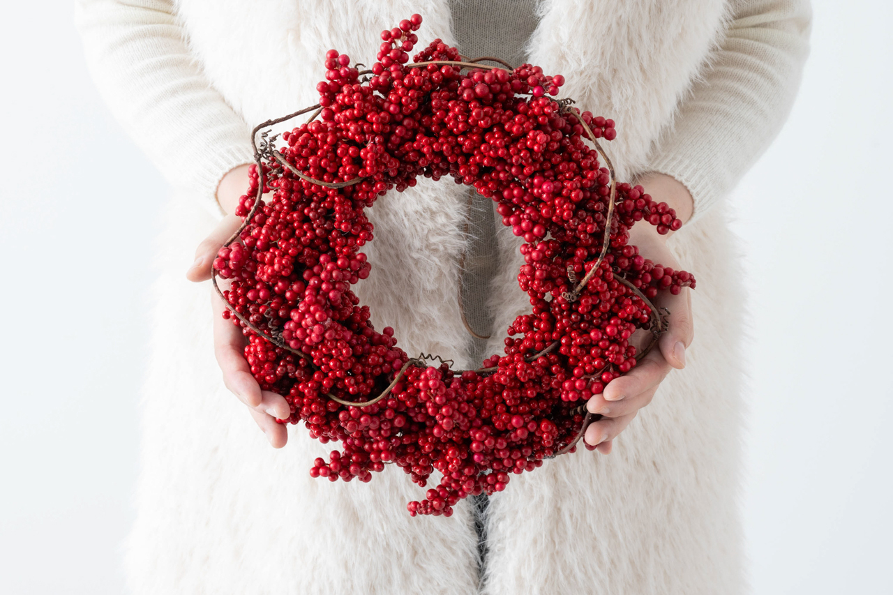 赤い実のクリスマスリース♡　お正月リース♡ 赤い実のクリスマスリース♡お正月リース♡