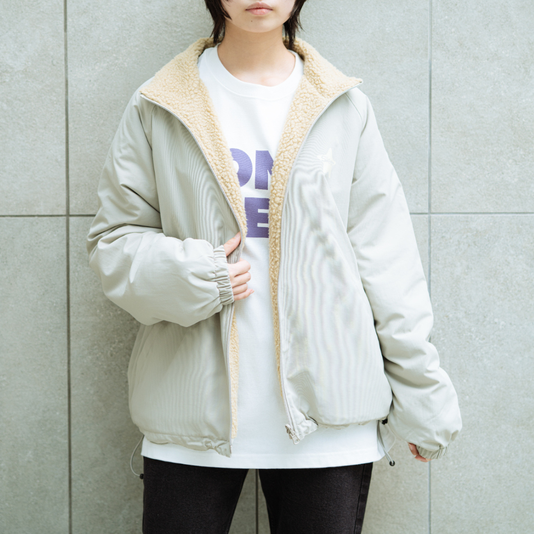 161cm女性　グレー／Sサイズ・ナイロン面着用