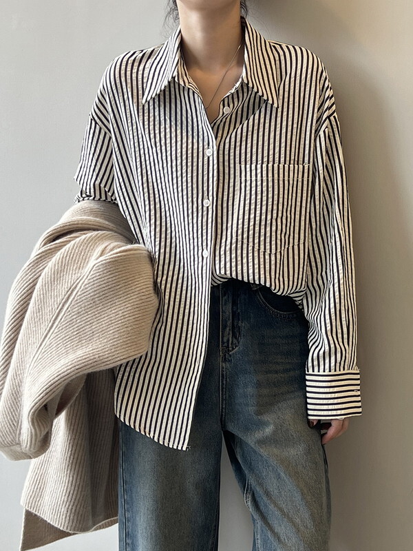 stripe ovresize handsome shirt【Ｗ0359】 | 8will8