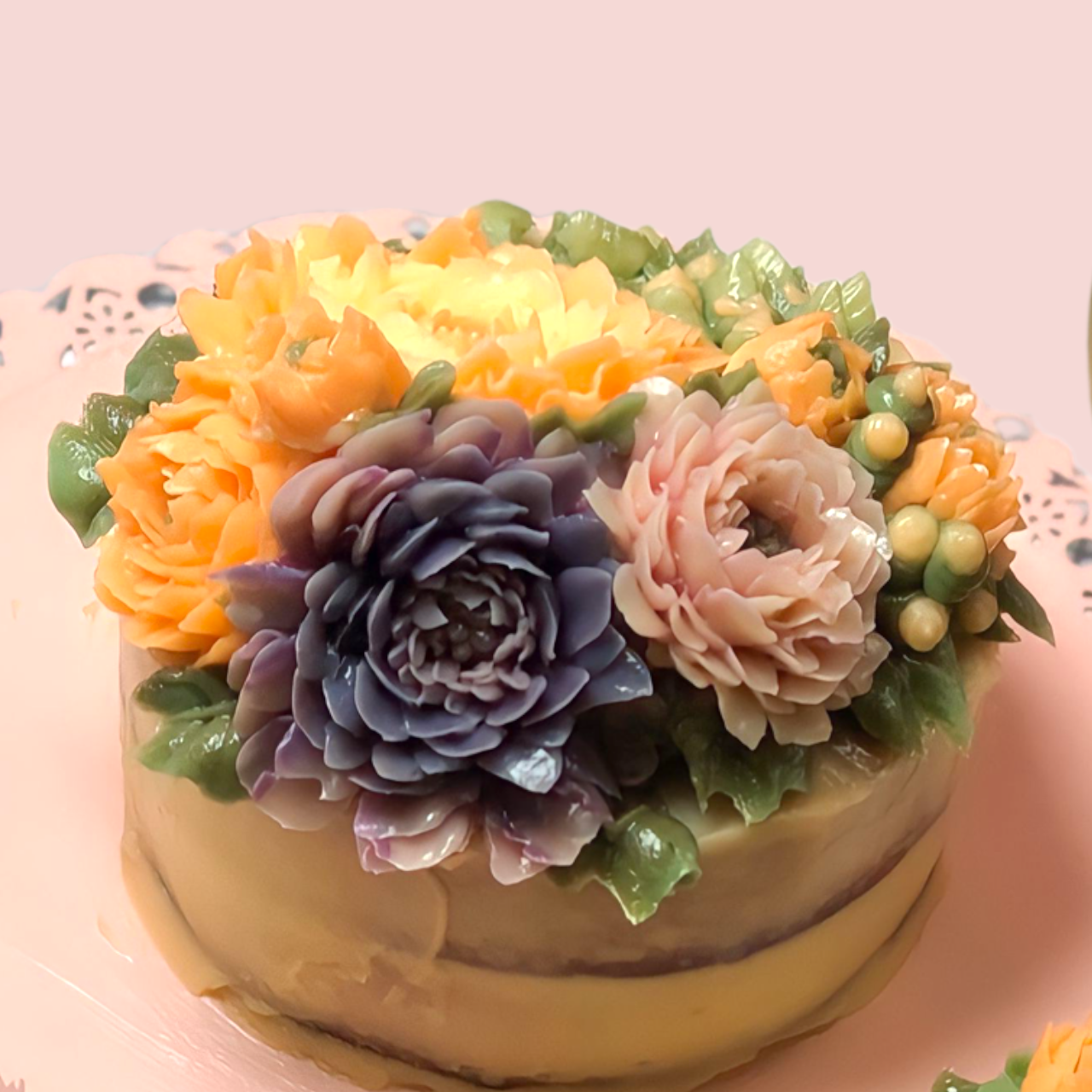 ブルーベリーとレモンクリームを詰めたココナッツケーキ