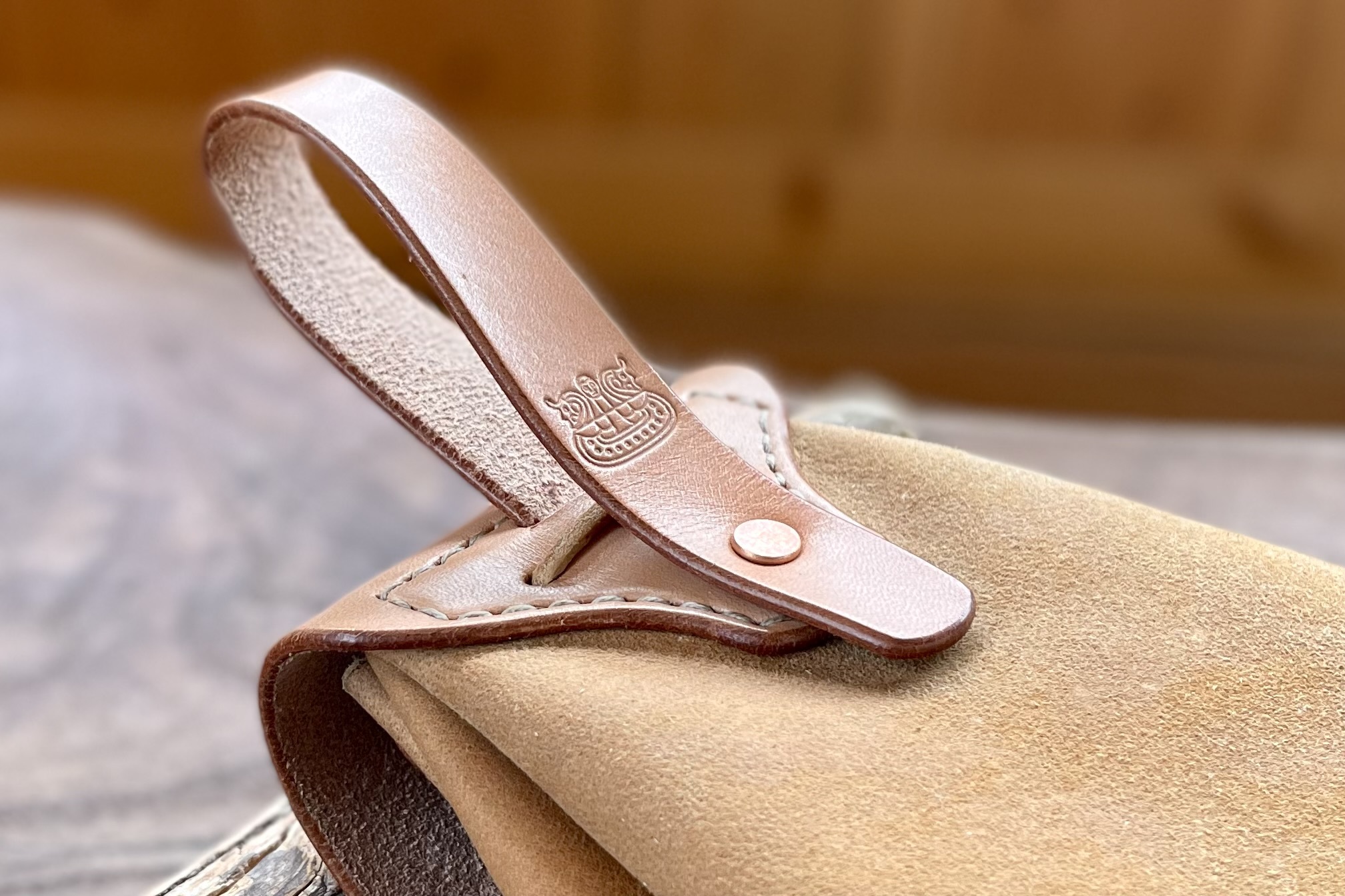 数量限定】鹿革ベルトポーチ 刻印サービス付［スモーク］Deerskin Belt