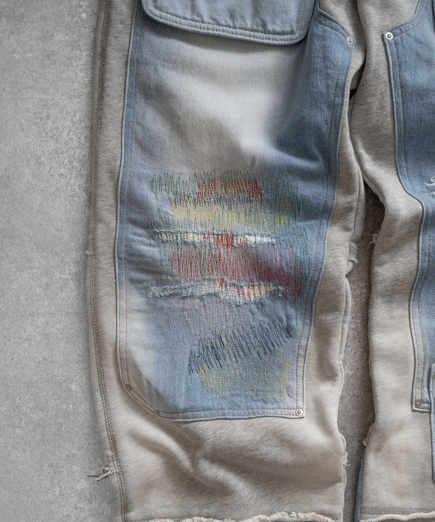 ライトインディゴ×リペアステッチ　カラー