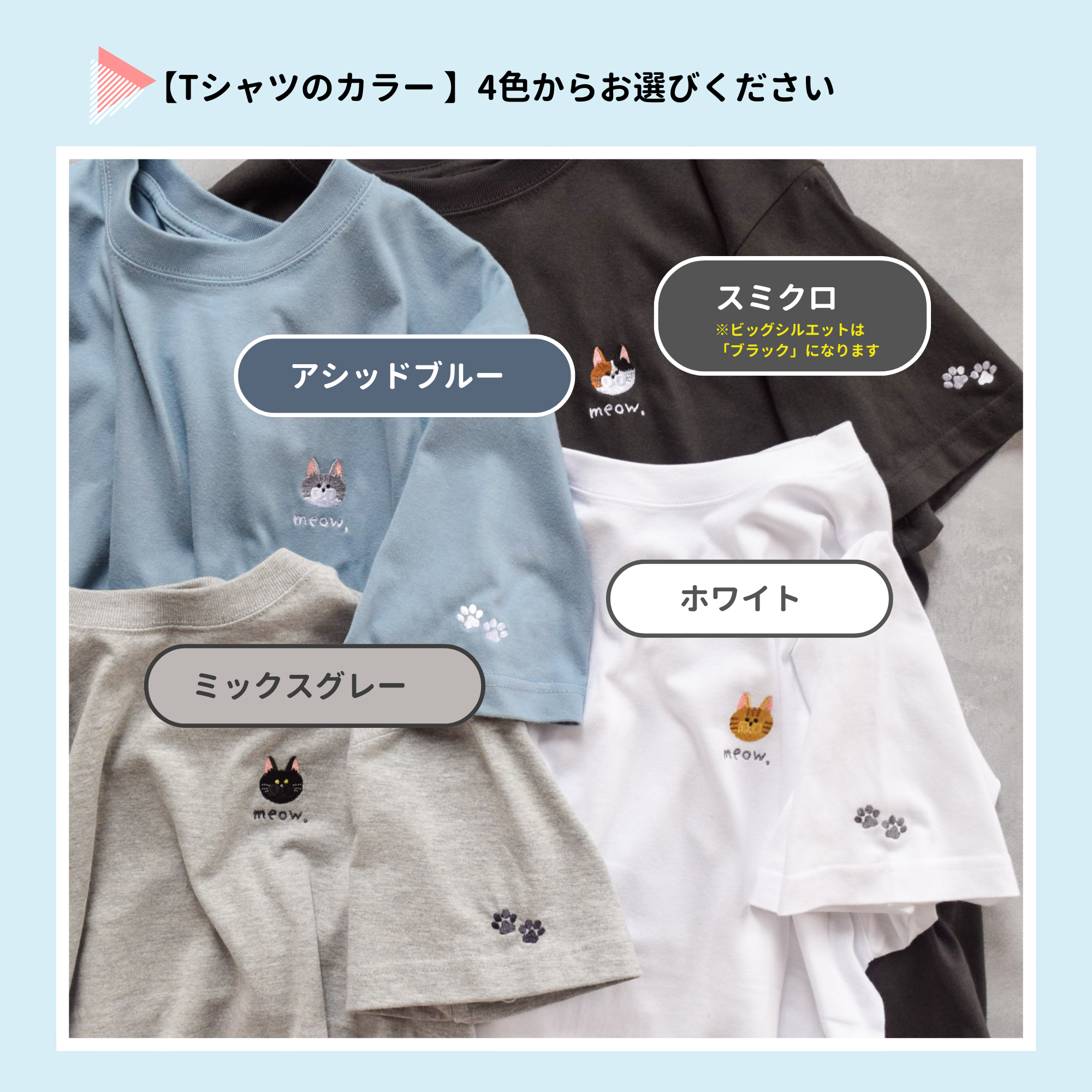 Tシャツのカラーを4色からお選びください