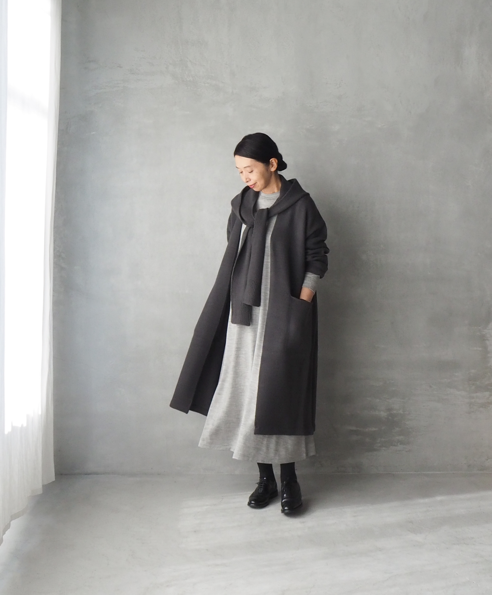 Mサイズ ライトグレー Hand Room Women S のウォッシャブルウールワンピース 天然生活 Online Shop