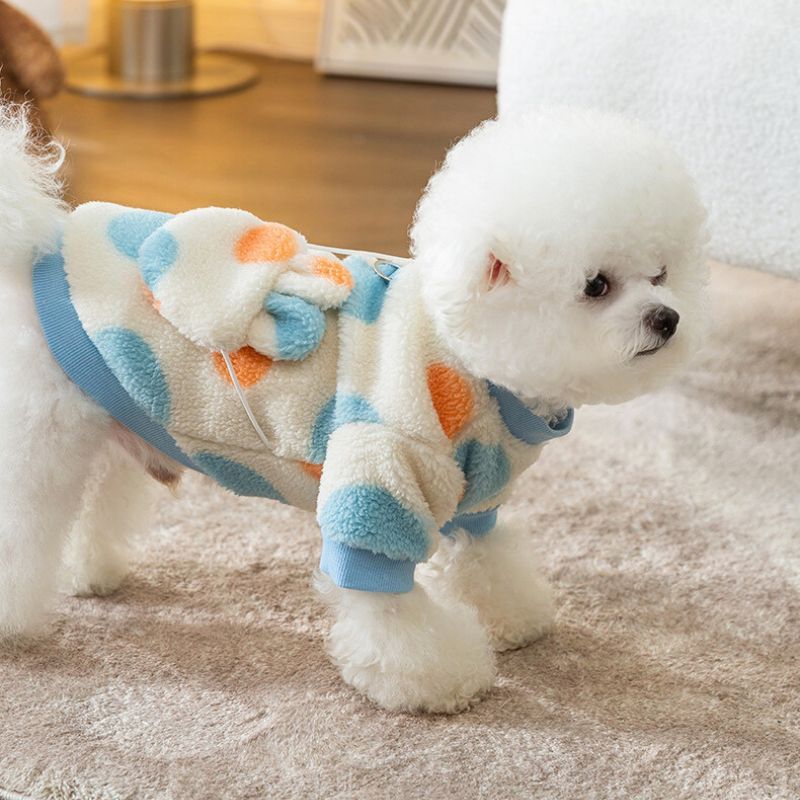 予約】バッグ付き 水玉ボアトップス 犬服 ペット服 小型犬服 韓国犬服