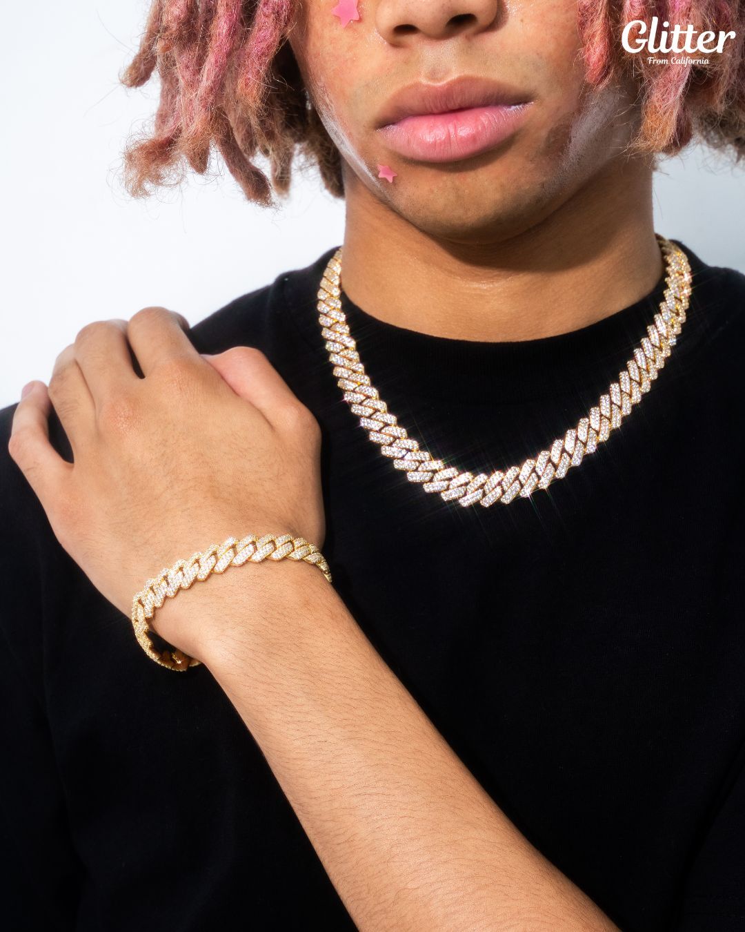 glitter Iced Out Chain Necklace 【14mm 】 S52019eba70a24f1b81f4a33d532d0