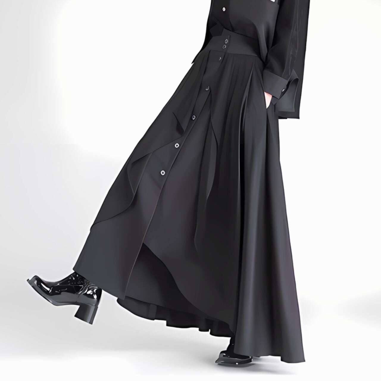 Asymmetrical gather skirt C0251