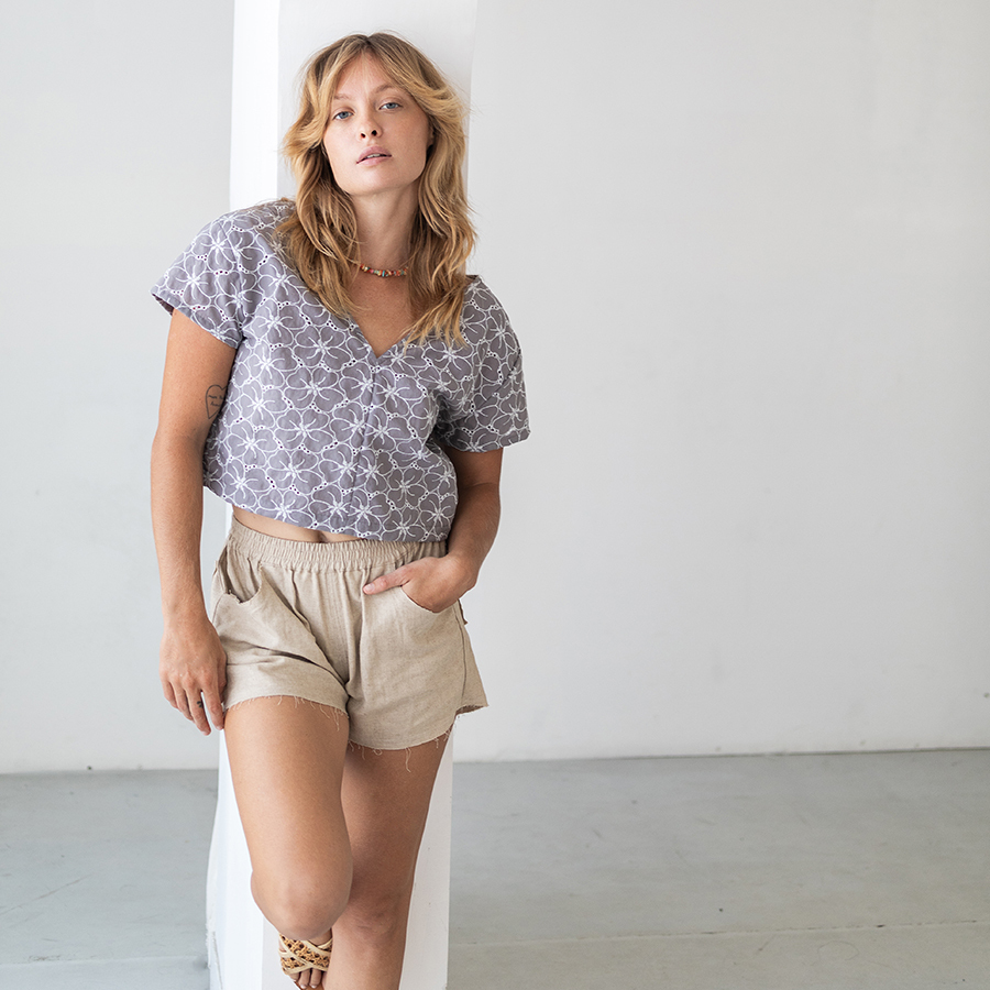 Gray, 160cm, With Indah short pantsーNatural