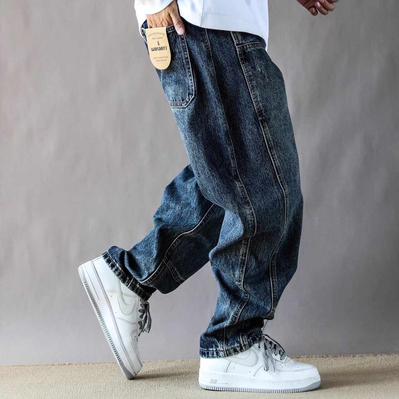 Wide stitch denim work pants 1118 | femto