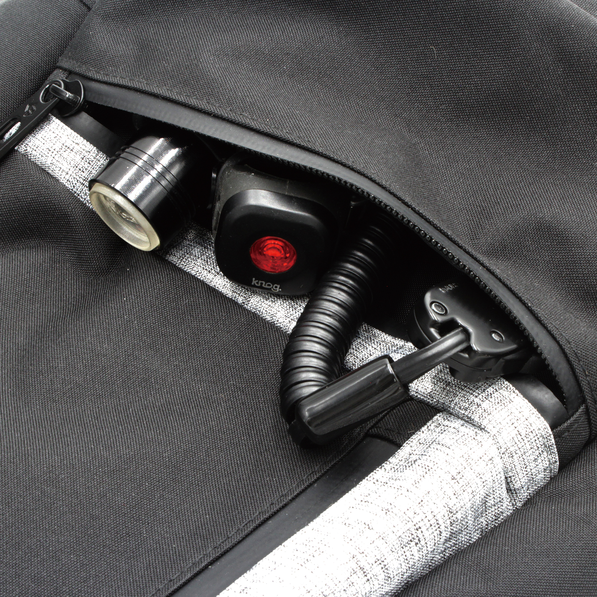 正面下部のポケットは良く出し入れする物を入れておくのに便利