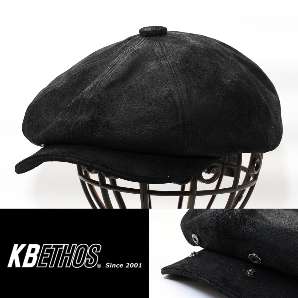 キャスケット 帽子 KB ETHOS レザー ブラウン LXL KBL-108