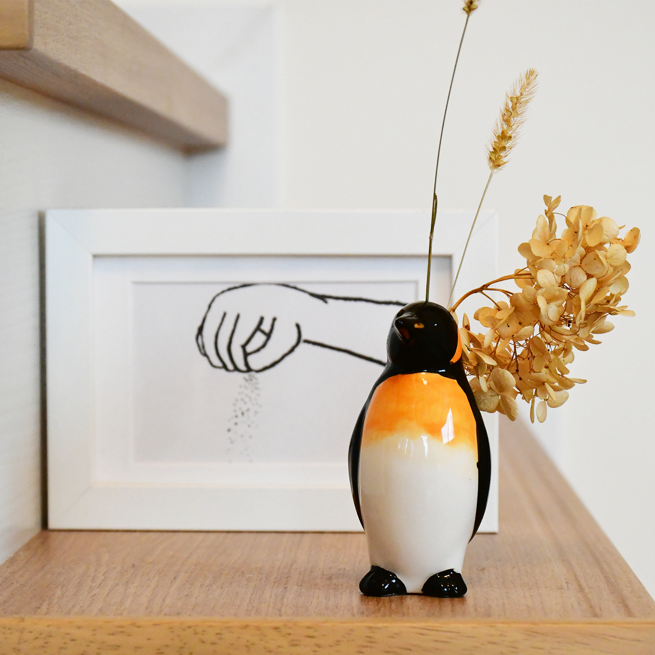 ペンギンさん☆花畑イヤリング ハンドメイド