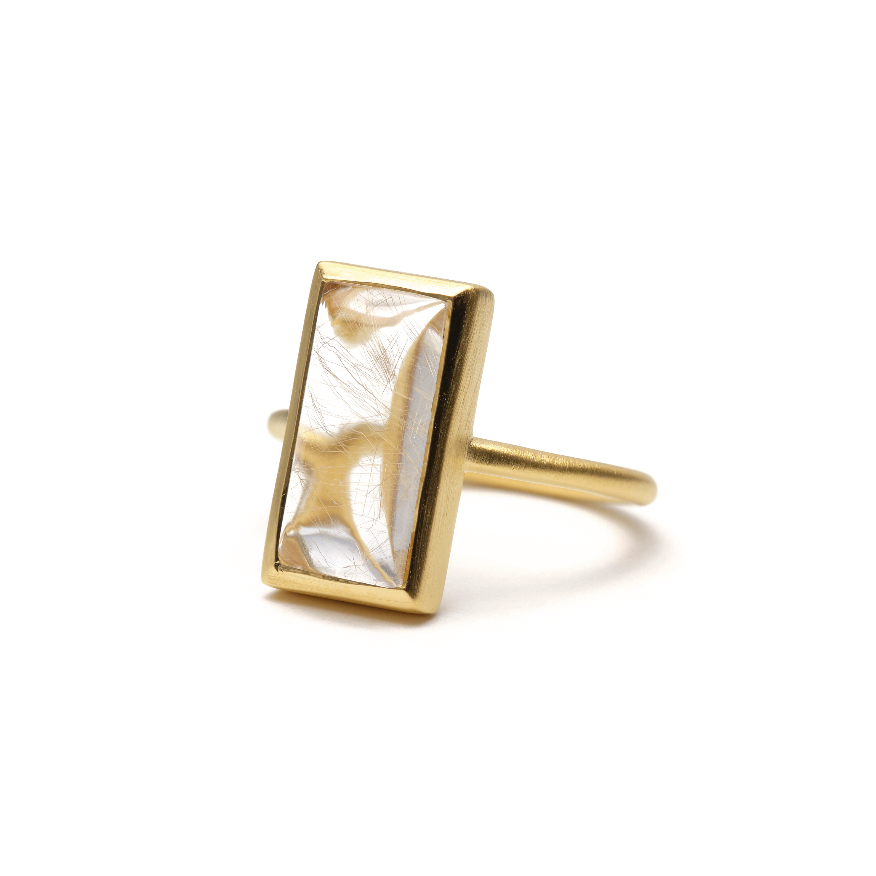 S925 SINGLE STONE MATT RING -GOLD RUTILE QUARTZ- | TOME JEWELRY S925 SINGLE STONE MATT RING -GOLD RUTILE QUARTZ- | TOME JEWELRY