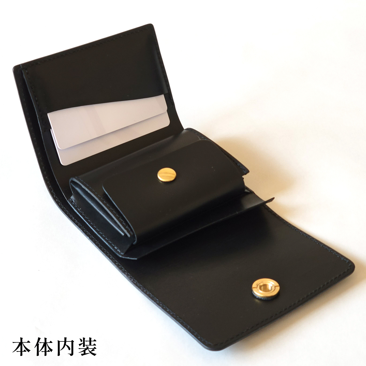オコシ金具ミニ財布 ブラック(ヌメ) | 少しレトロな革工房 Leather+( 