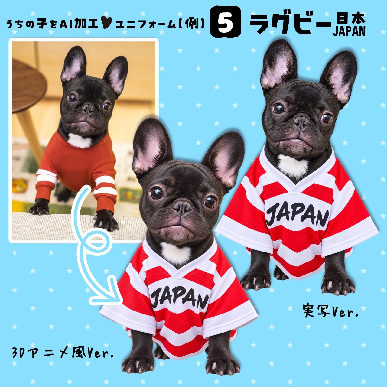 ラグビーファンのワンちゃん
