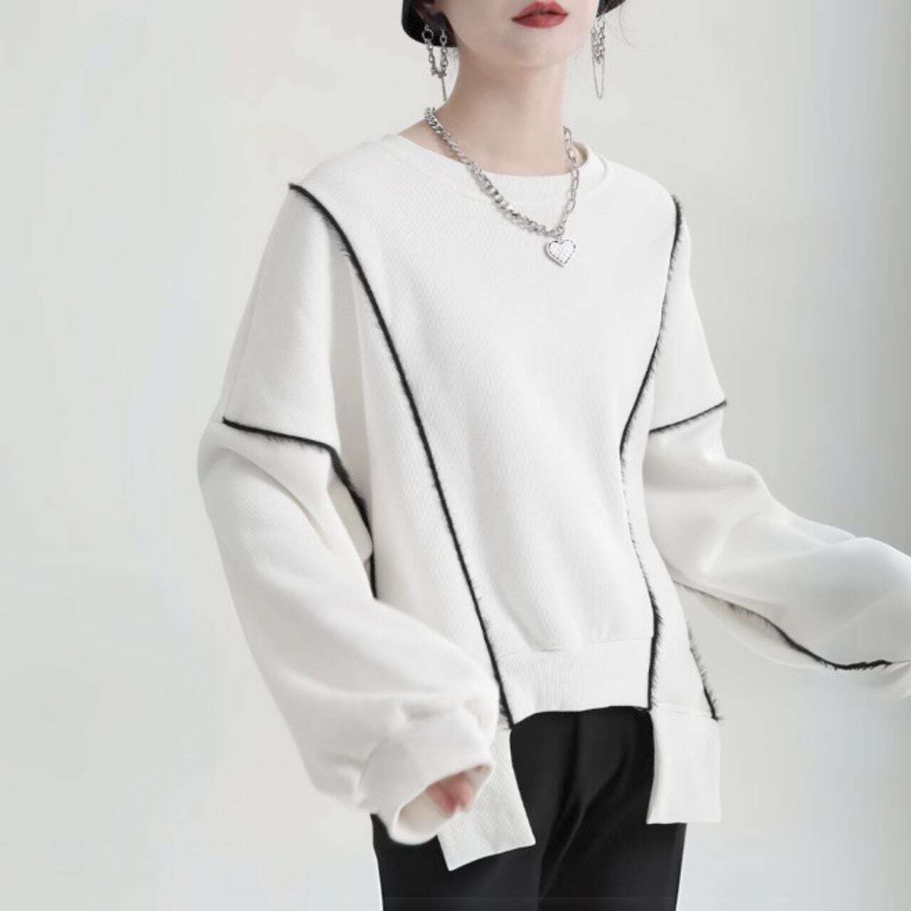 Line division sweat pullover【2color】 C0801