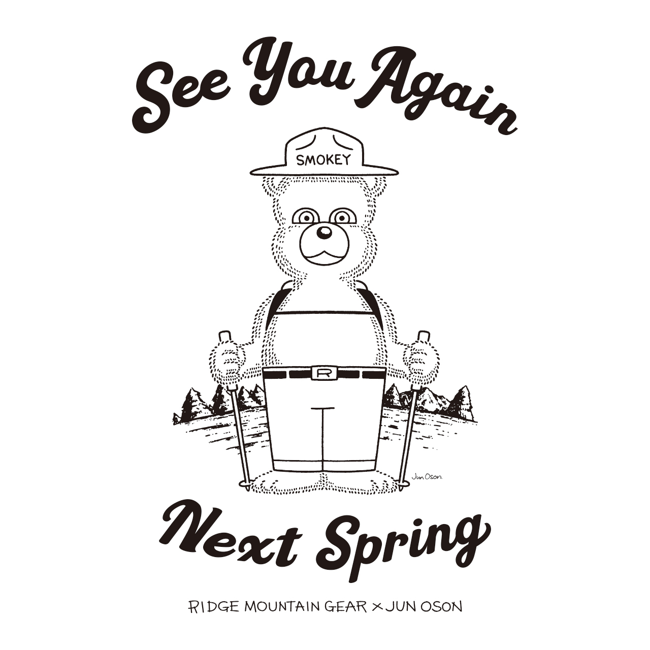 WOMENs S  リッジマウンテンギア 2022 See You Again Next Spring Tシャツ グレイトフルデッドベア 熊保護活動 生産終了モデル 入手困難 RIDGE MOUNTAIN GEAR ブラウン系