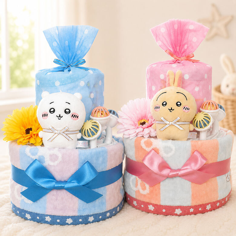 ちいかわ おむつケーキ アイテム3点付き 2段