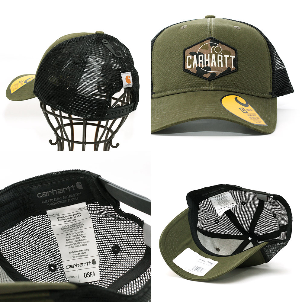 メッシュキャップ 帽子 メンズ カーハート Carhartt Camo Patch Canvas
