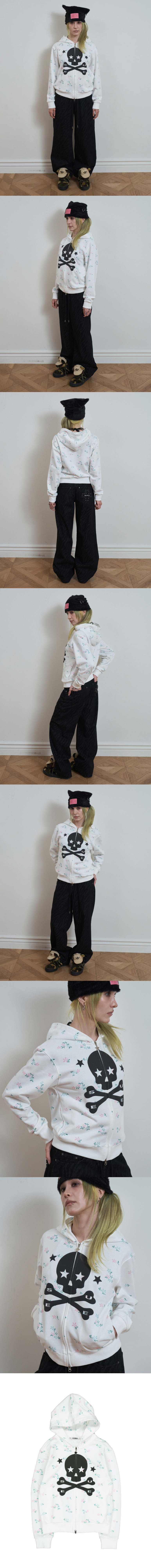 ★Hearts2Hearts ユハ 着用！【SETUP-EXE】SKULL LOGO HOODIE ZIP-UP / IVORY