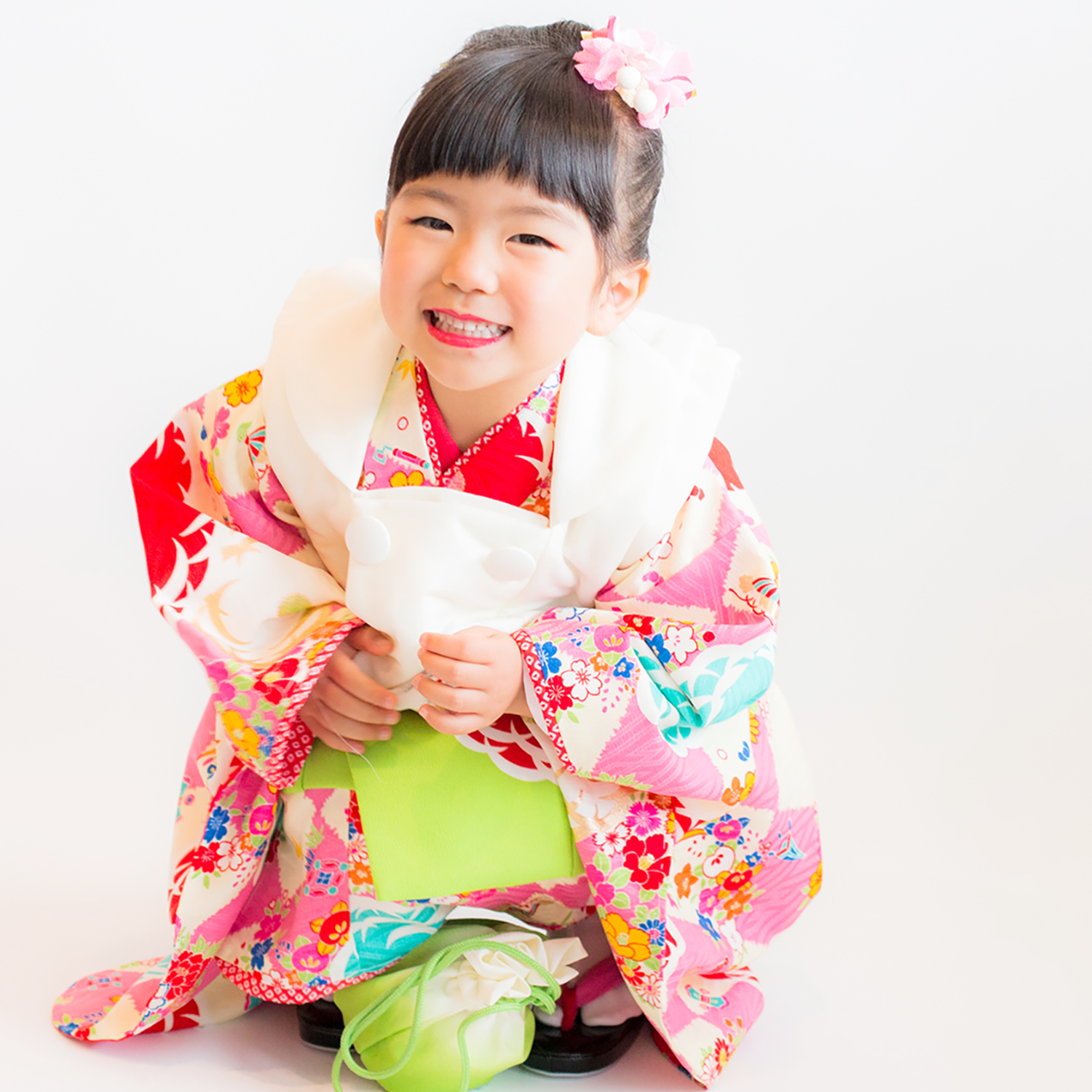 鹿の子(かのこ)房付きちんころ赤セット】七五三/前撮り3歳・7 鹿の子(かのこ)房付きちんころ赤セット】七五三/前撮り3歳・7