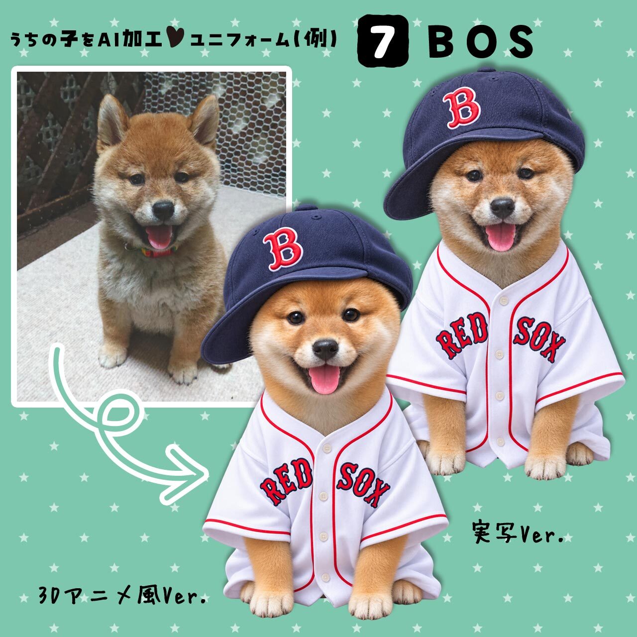 レッドソックスファンのワンちゃん