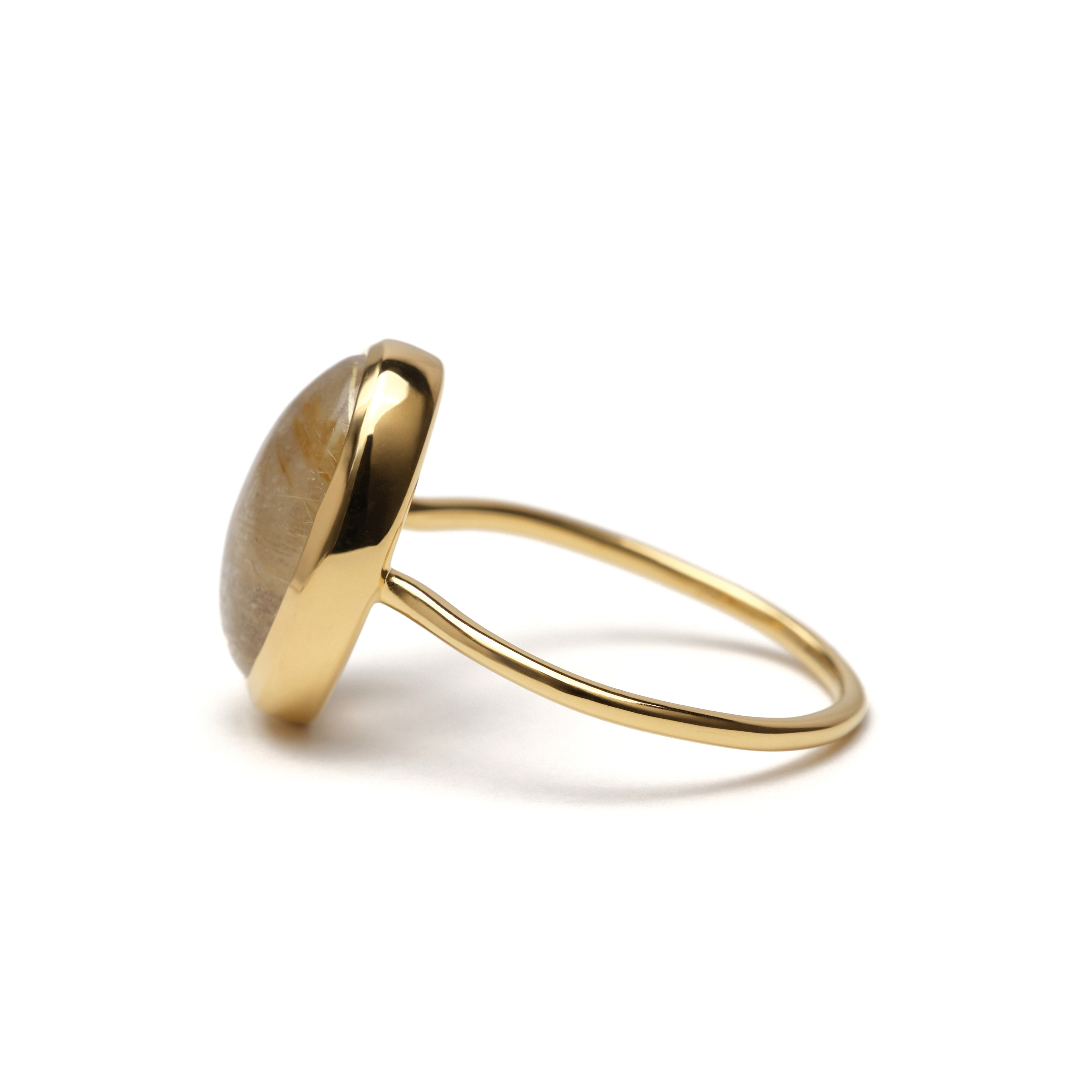 S925 SINGLE STONE THIN RING -GOLD RUTILE QUARTZ- | TOME JEWELRY S925 SINGLE STONE THIN RING -GOLD RUTILE QUARTZ- | TOME JEWELRY