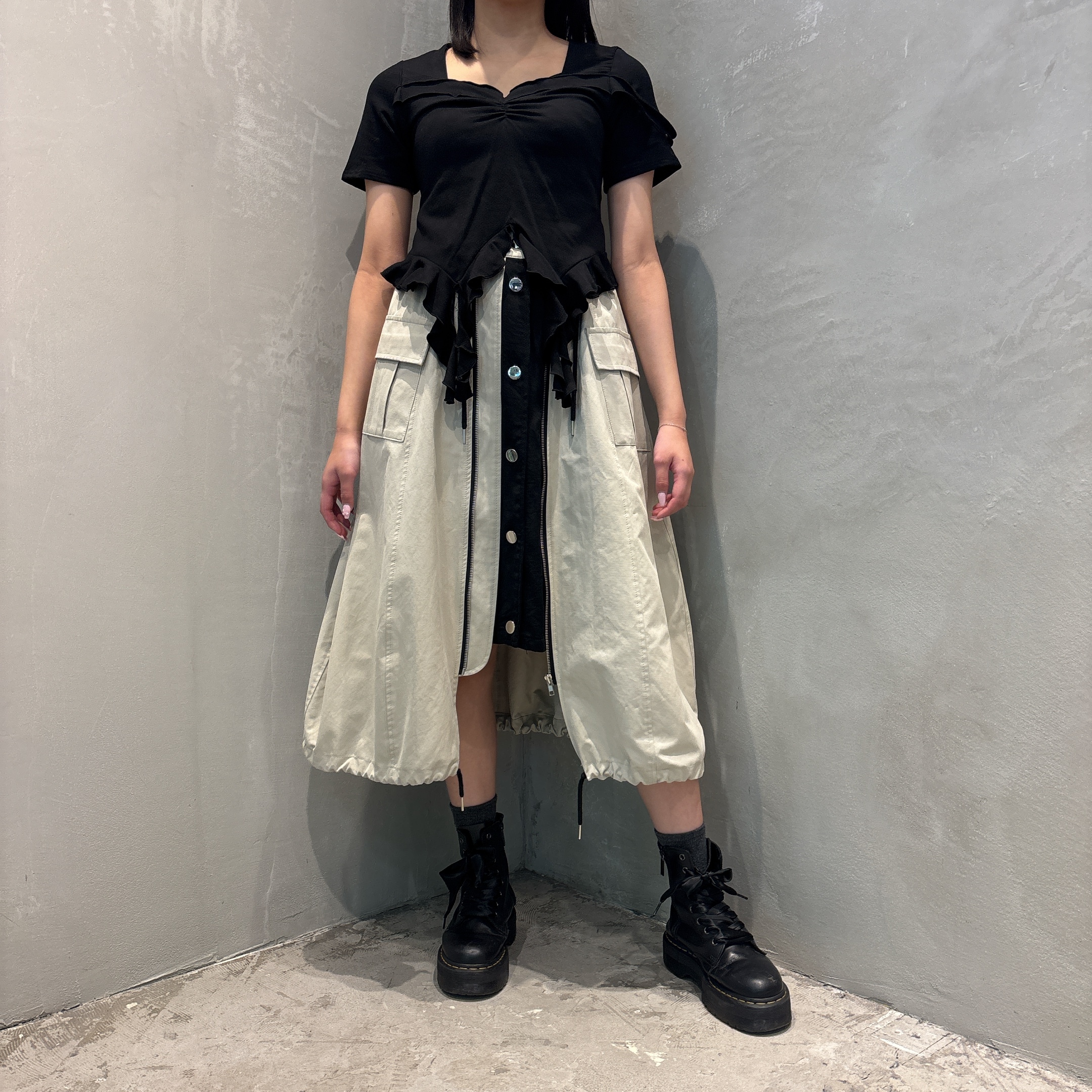 Staff：163cm  ／BEIGE×BLACK