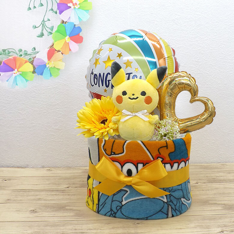 バルーン付き ピカチュウの1段おむつケーキ