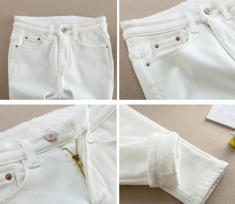 パンツ デニム ジーンズ レディース スキニー 白 黒 10分丈 9分丈 ハイウエスト タイト ファスナー ボタン 裏起毛 伸縮性 美脚 脚長 ラフ シンプル カジュアル かっこいい 普段使い 通学