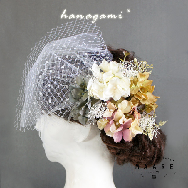 アンティーク風 紫陽花とかすみ草 チュールのヘッドドレス Maare 造花の髪飾り ヘッドドレス アンティーク風 紫陽花とかすみ草 チュールのヘッドドレス Maare 造花の髪飾り ヘッドドレス
