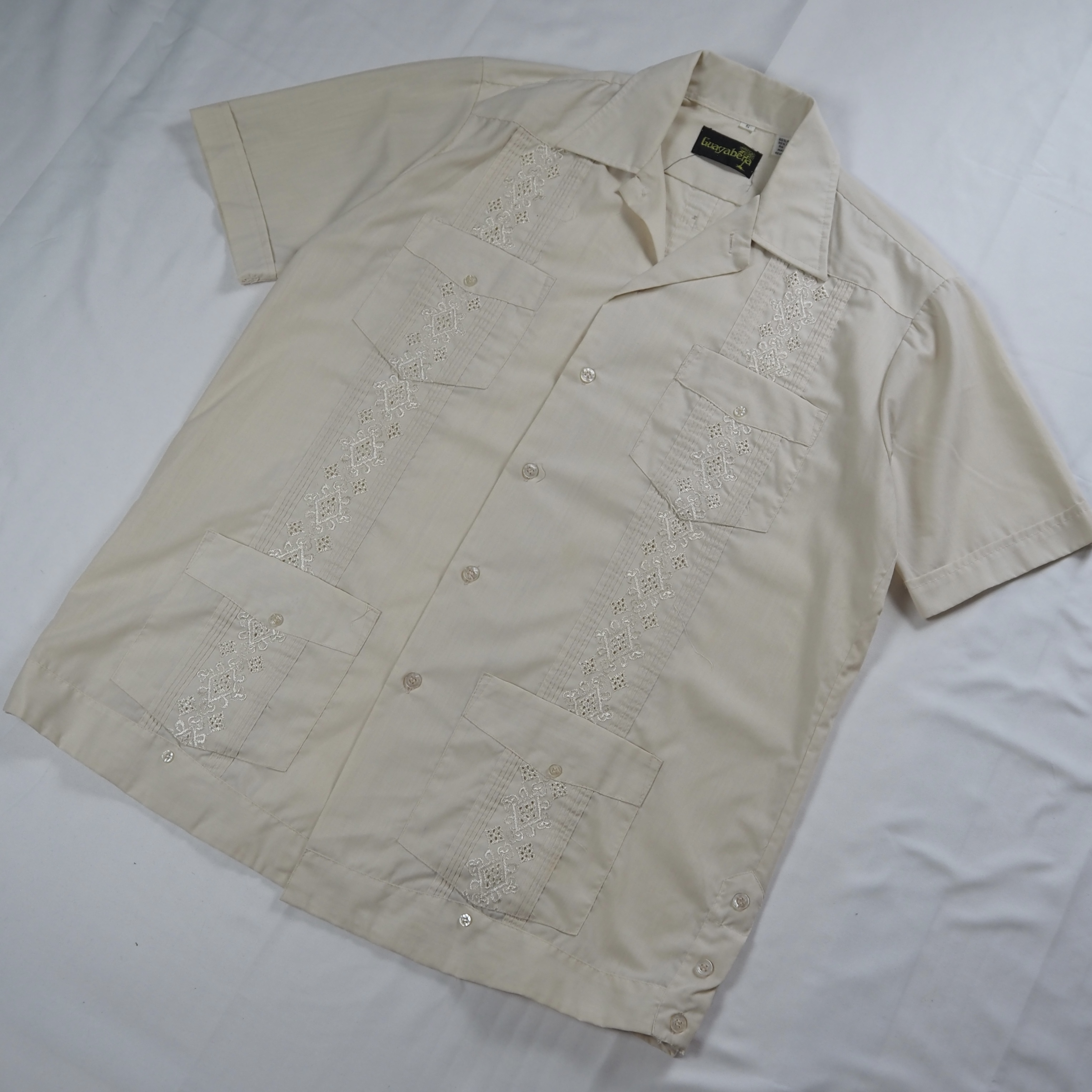80’s-90’s Guayabera キューバシャツ Sサイズ ベージュ の画像 2