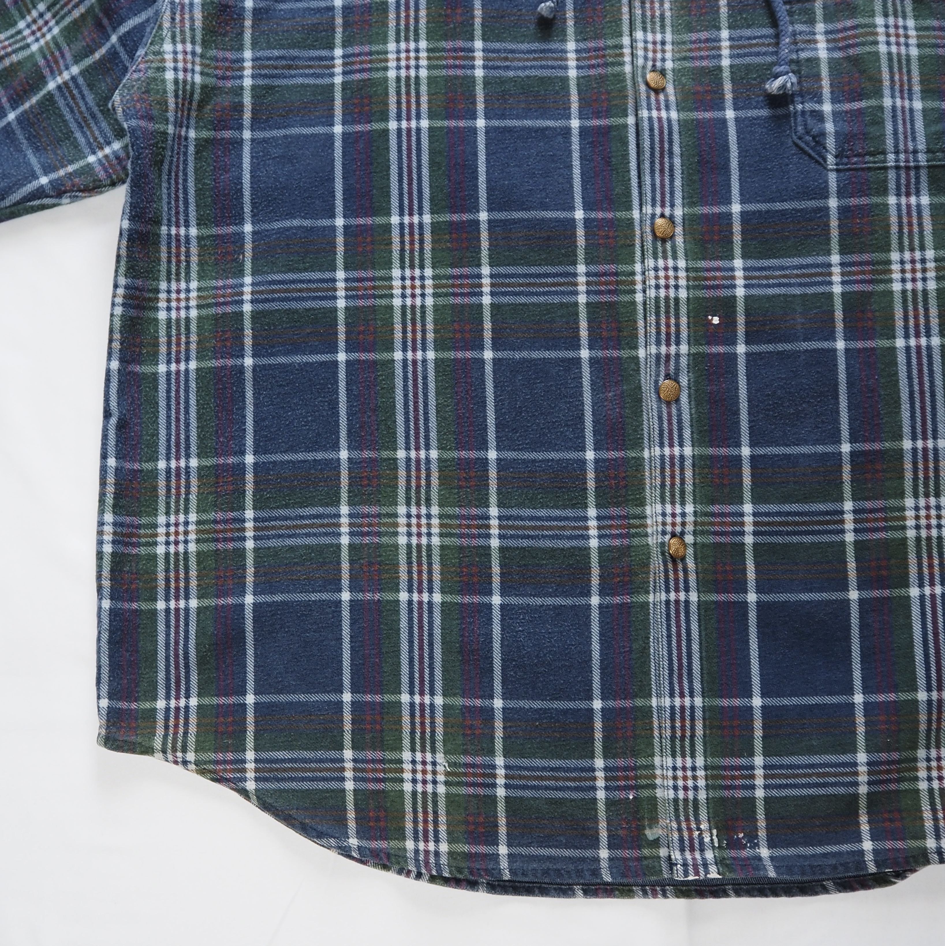 00’s Anchor Blue フランネルボタンフーディ XL の画像 10