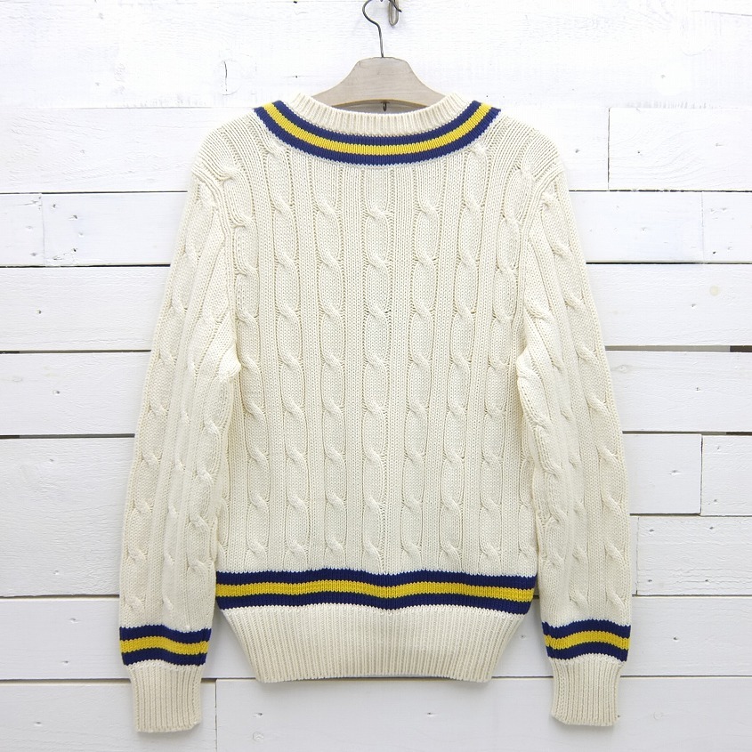 Ralph Lauren ラルフローレン Vネック 刺繍入り コットンニットセーター チルデンセーター メンズ Mサイズ Represent Onlinestore