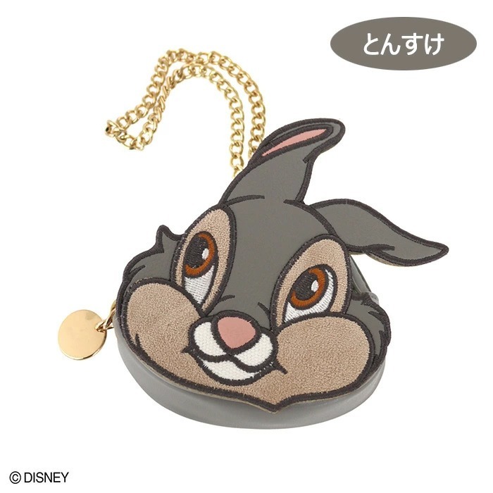 送料無料 ディズニー バンビ とんすけ ダイカット ポーチ チャーム コンパクト 小さい Puレザー パッチワーク バッグチャーム リップケース チェーン レディース かわいい キャラクター グッズ コイン 雑貨 小物 小銭 リップ コインケース 合成皮革 合皮 革 S Su 7f642
