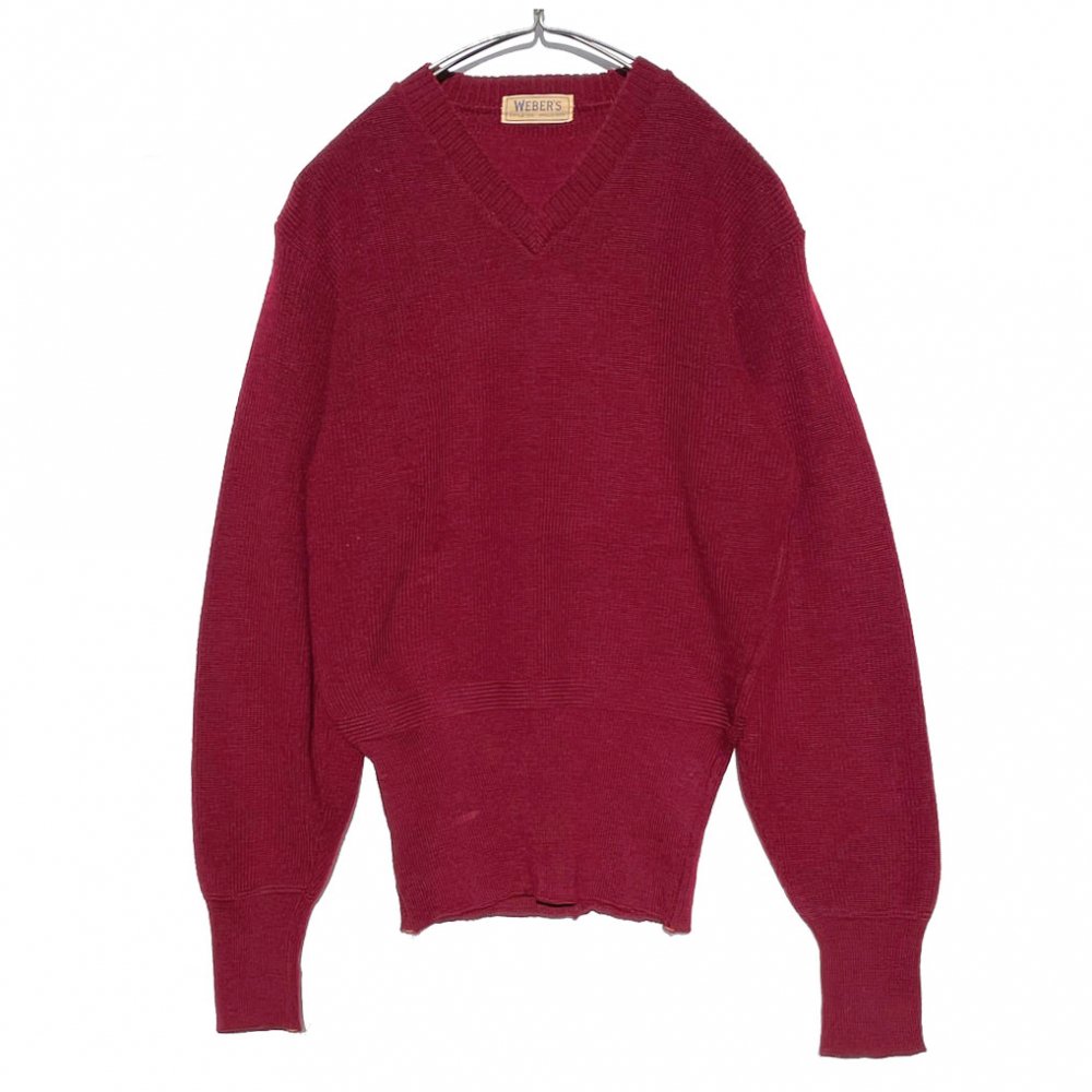 [WEBERS] Vintage low gauge V-neck knit belly band rib [1950s-] Vintage V / N Knit
