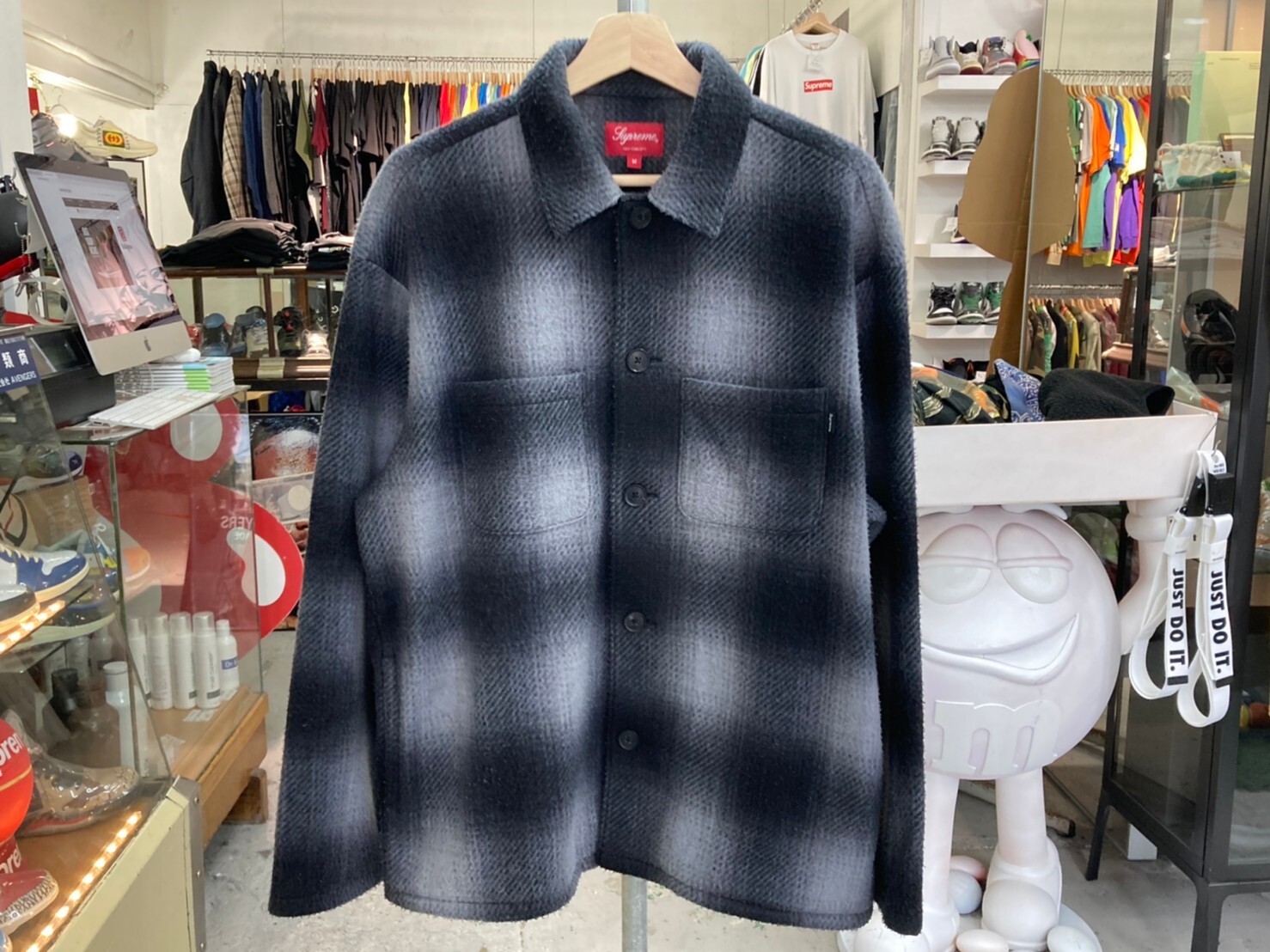 supreme Shadow Plaid Fleece Shirt S