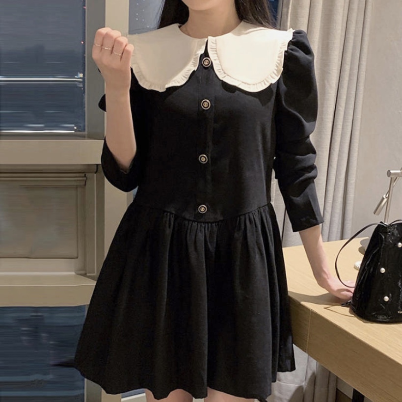 レトロ ガーリー パフスリーブ 襟付き ワンピース 2色 B61 韓国レディースファッション通販 Bella ベラハート Select Import Shop レトロ ガーリー パフスリーブ 襟付き ワンピース 2色 B61 韓国レディースファッション通販 Bella ベラハート Select Import Shop