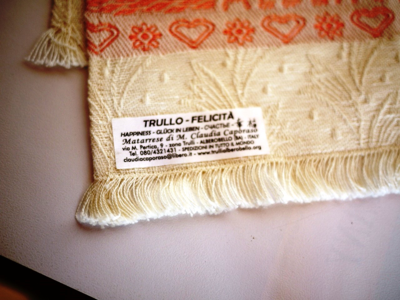 イタリア アルベロベッロ ティータオル トゥルッリ テキスタイル スーベニールお土産 こりすのパン屋