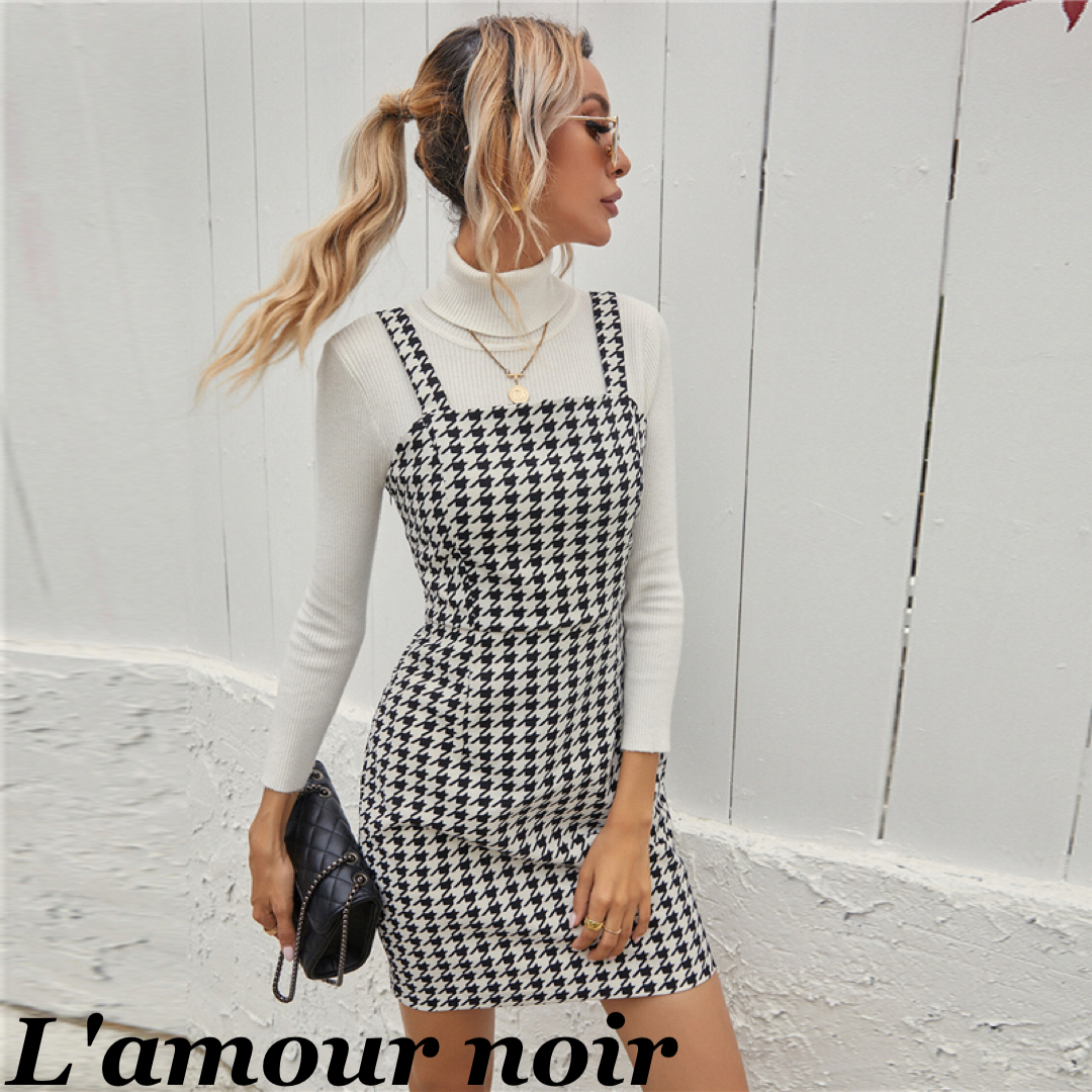 千鳥柄ワンピース L Amour Noir
