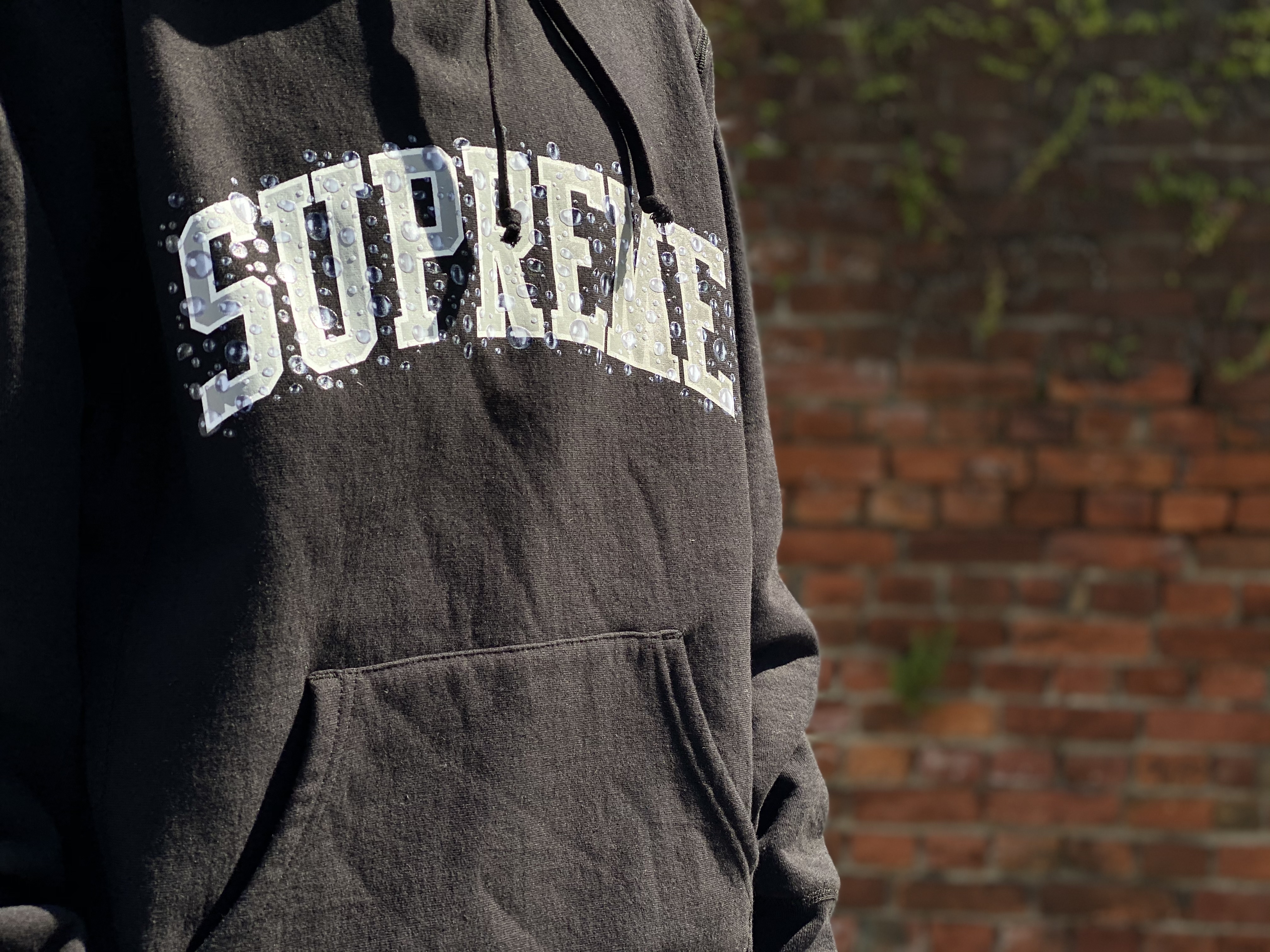 supreme water arc hooded sweatshirt black