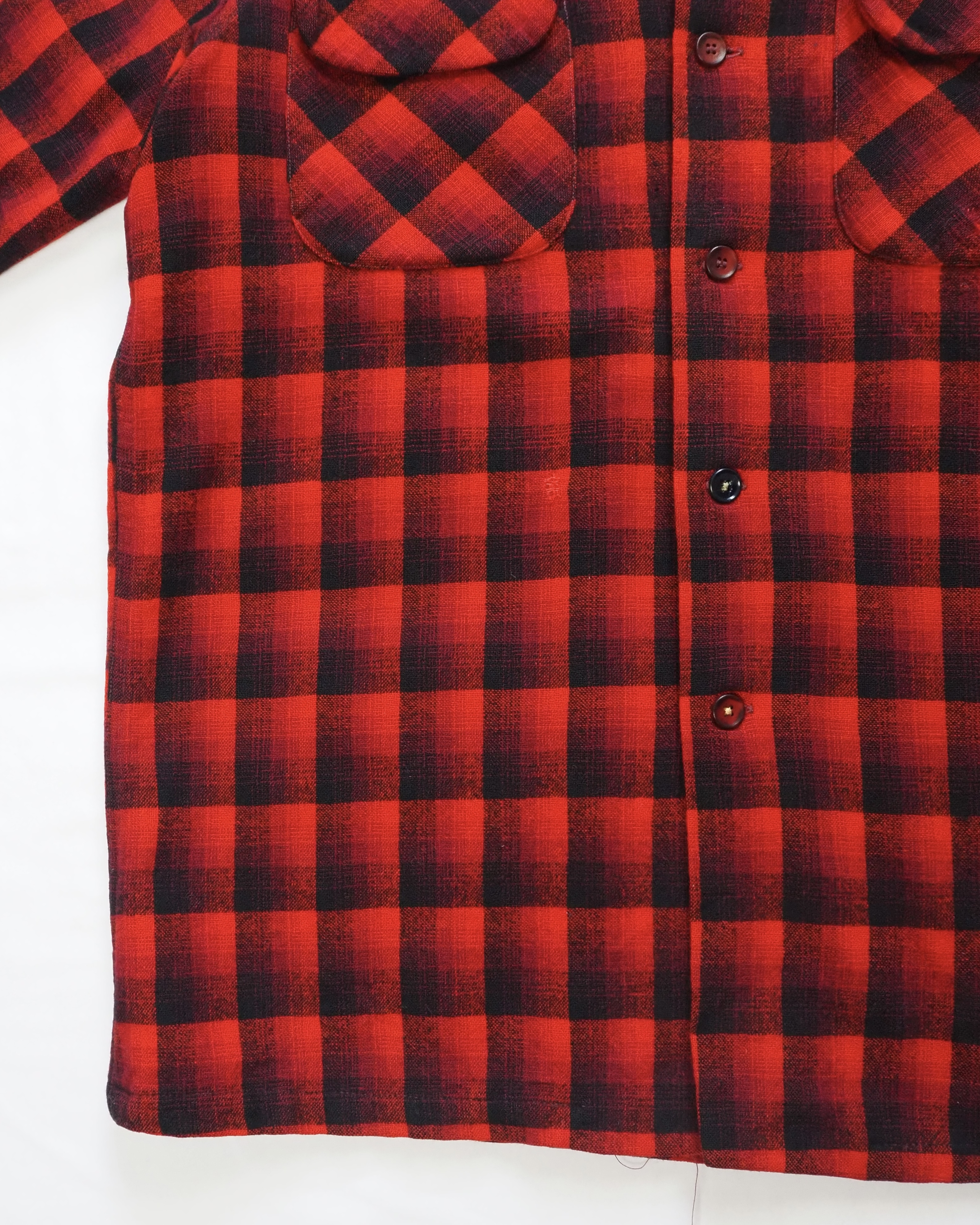 【VCM入荷】50’s Pendleton ウールシャツ オンブレチェック レッド×ブラック の画像 13
