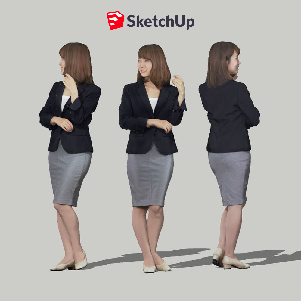 SketchUp素材 3D人物モデル ( Posed ) 013_Kana - 画像1