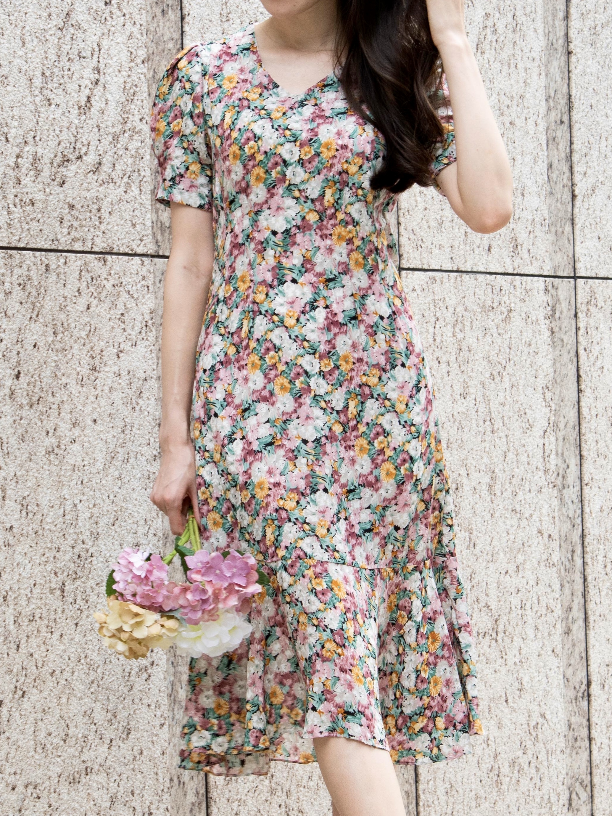 Flower Dress 花柄aラインワンピース Eris